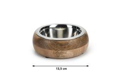 Beeztees DBL Köpek Mama Su Kabı, Dışı Masif Ahşap, Paslanmaz Çelik, 13,5cm, 350ml - Thumbnail