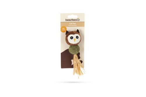 Beeztees Kedi Oyuncağı, Peluş Baykuş ve Kediotu Topu, 16cm