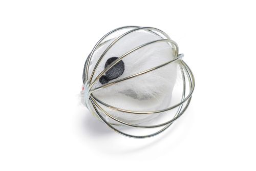 Beeztees Kedi Oyuncağı, Tel Top İçerisinde Pleuş Fare, Çeşitli Renklerde, 5,5cm