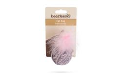 Beeztees Kedi Oyuncağı, Top Tüylü, Yün, Pembe ve Gri, 5cm - Thumbnail