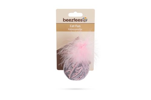 Beeztees Kedi Oyuncağı, Top Tüylü, Yün, Pembe ve Gri, 5cm