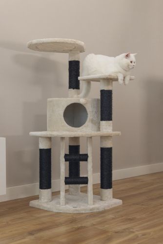 Beeztees Kedi Tırmalama ve Oyun Evi, Krem, 50x50x123cm