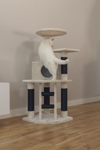 Beeztees Kedi Tırmalama ve Oyun Evi, Krem, 50x50x123cm