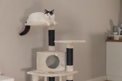 Beeztees Kedi Tırmalama ve Oyun Evi, Krem, 50x50x123cm - Thumbnail