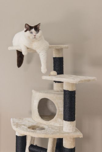 Beeztees Kedi Tırmalama ve Oyun Evi, Krem, 50x50x123cm