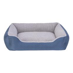 Pet Comfort - Pet Comfort Bravo Duo Köpek Yatağı Mavi/Gri Peluş M 75x60cm