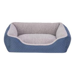 Pet Comfort - Pet Comfort Bravo Duo Kedi ve Köpek Yatağı Mavi/Gri Peluş S 55x45cm