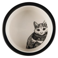Trixie Kedi Seramik Mama Su Kabı Beyaz Siyah - Thumbnail