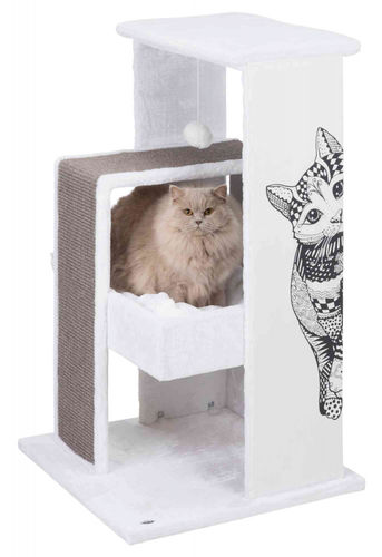 Trixie Kedi Tırmalama ve Oyun Evi 101cm Beyaz Gri