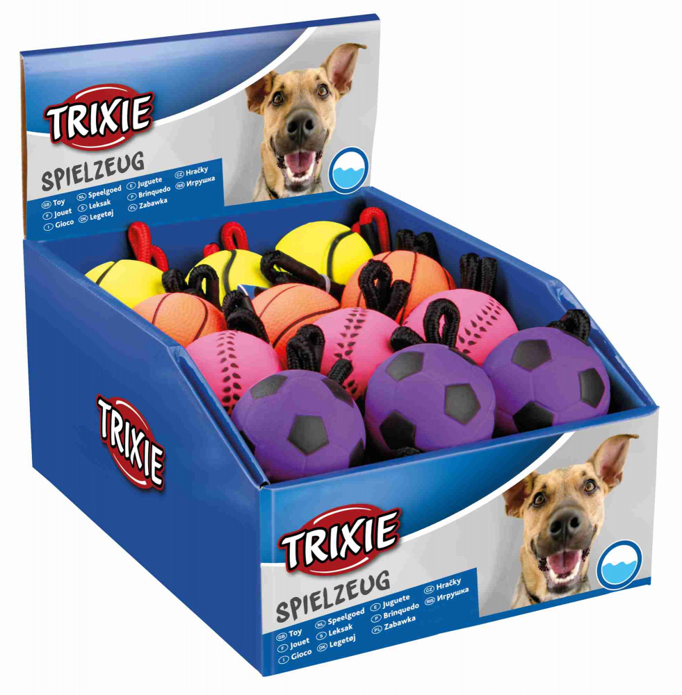 Trixie Köpek İpli Fosforlu Kauçuk Top 6cm 30cm - Thumbnail